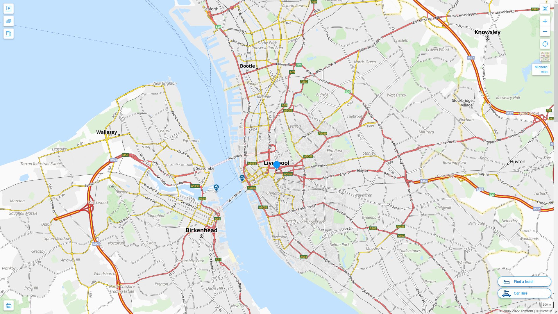 Liverpool Royaume Uni Autoroute et carte routiere